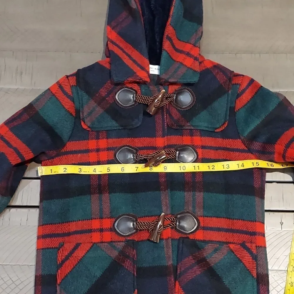 Sogni Kids Red Tartan Plaid Toggle Parka Sz 130/64